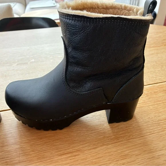 NWOB No. 6 pull on Shearling-clog boots in black mid-tread sz 39 - Picture 2 of 6